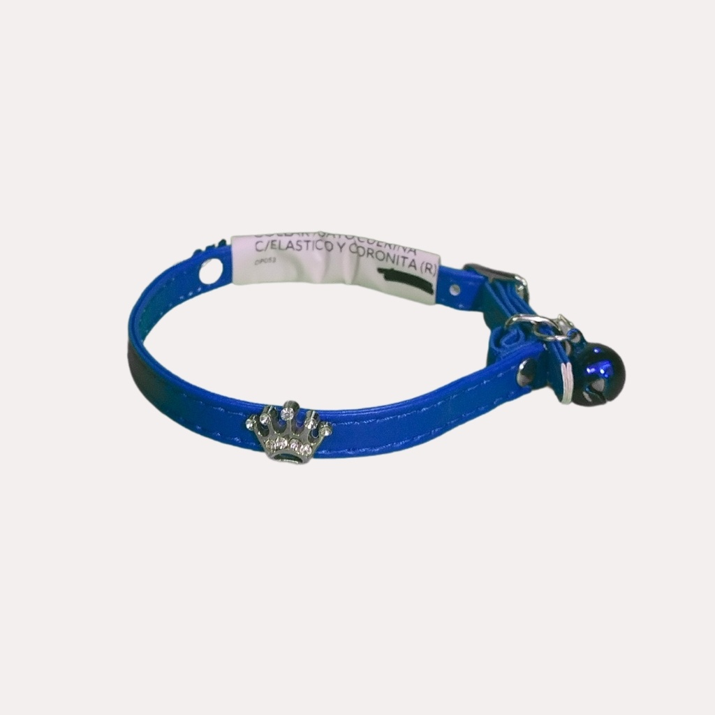 Collar para gato cuerina con elástico y coronita