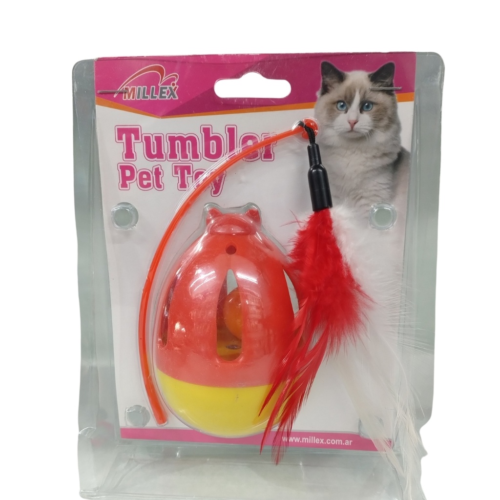 Juguete gato Woobly con plumas 18cm