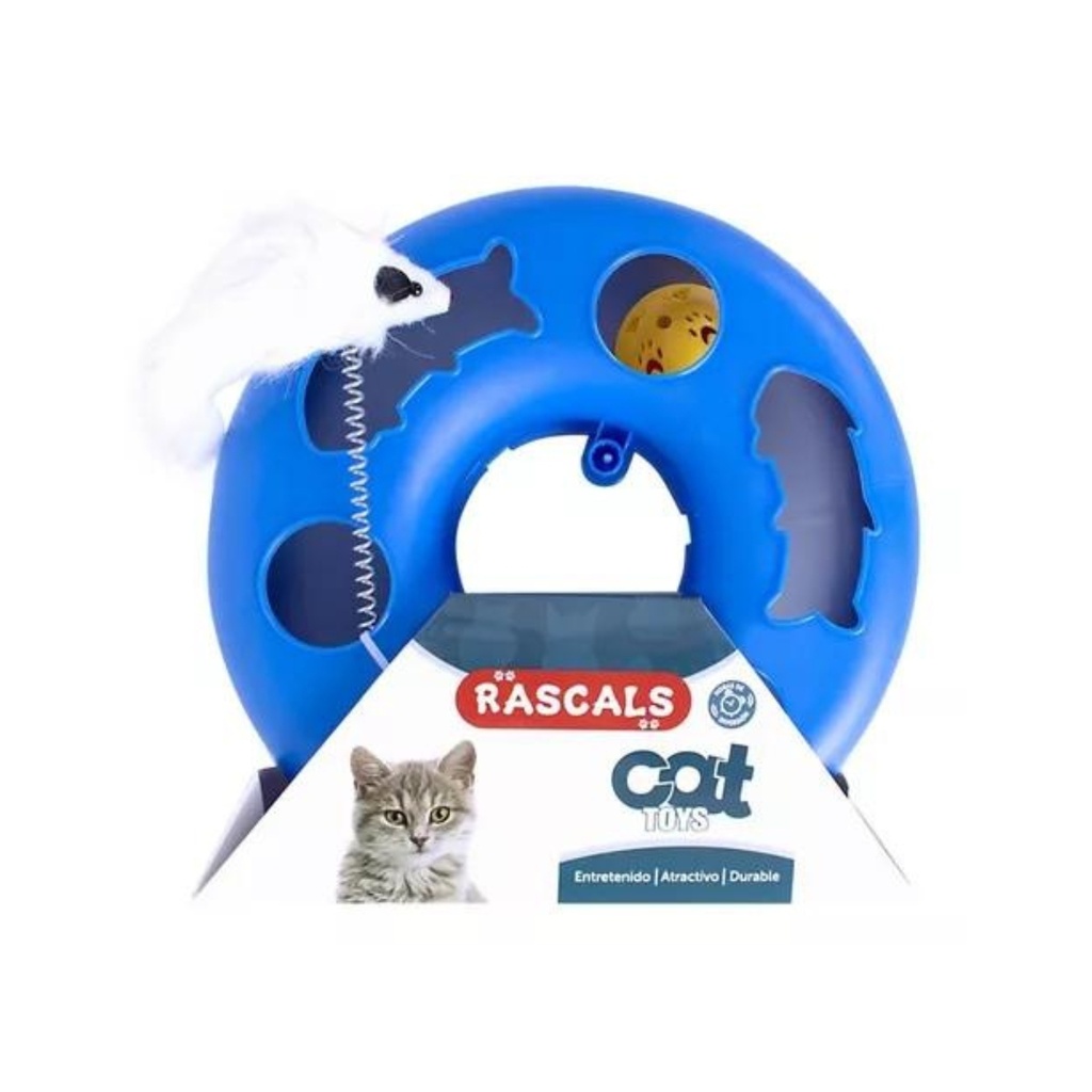 Juguete plastico con pelota y ratón Rascals