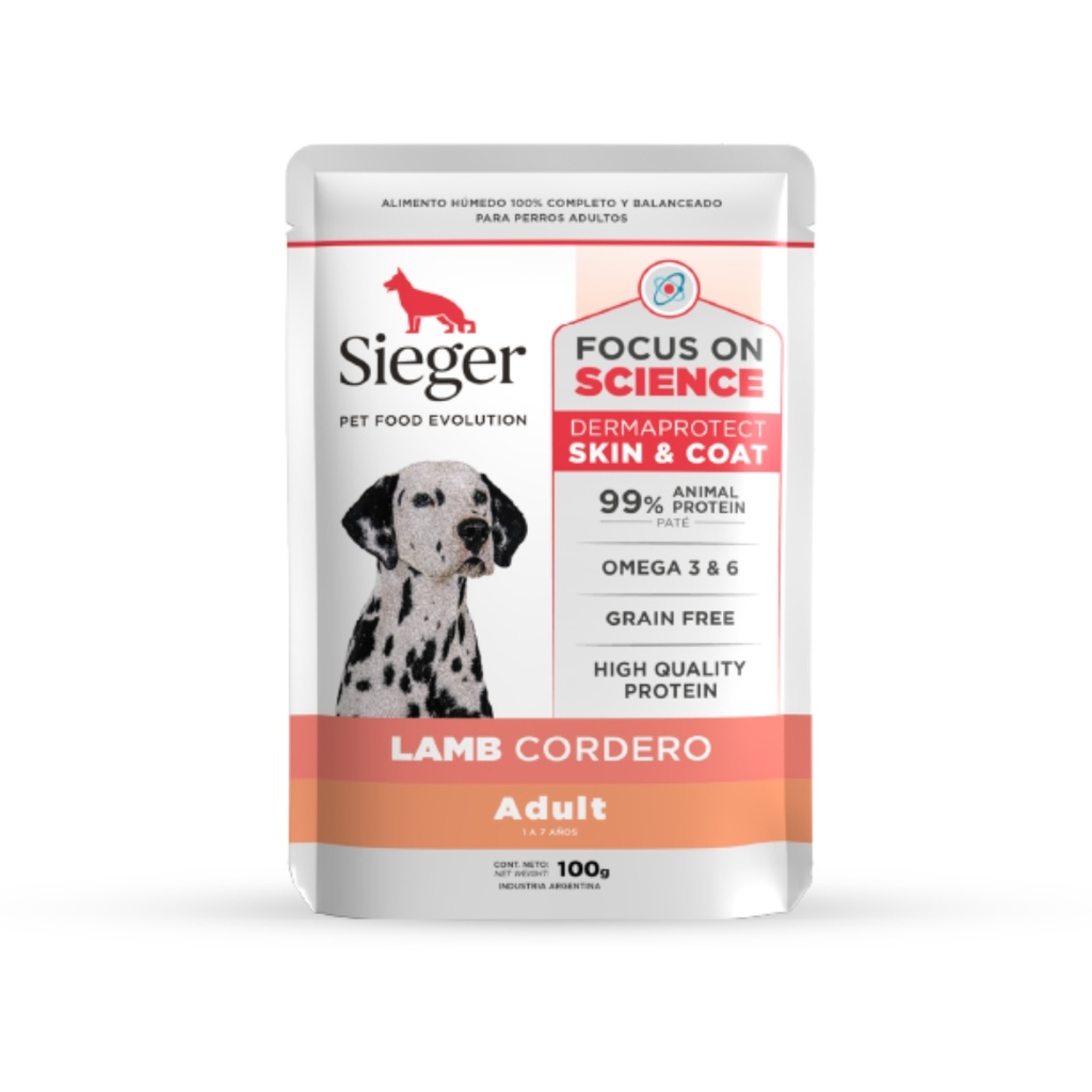 Pouch Sieger Derma WET Cordero x 100gr