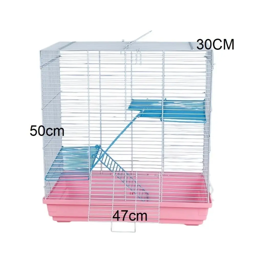 Jaula doble piso para roedores 47x30x50cm