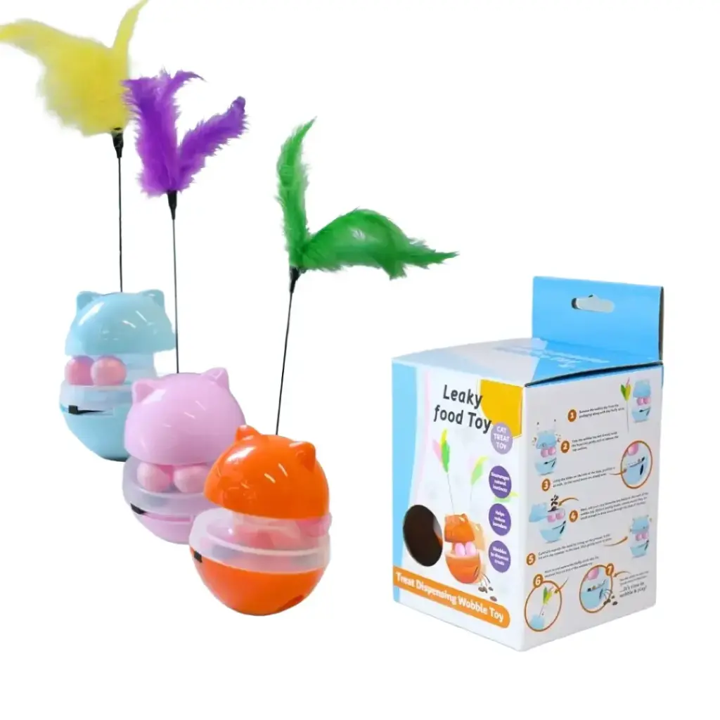 Juguete gato trompo pelotas y pluma