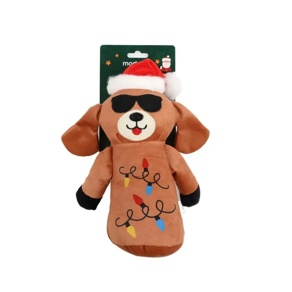Juguete de peluche navideño perro con anteojos