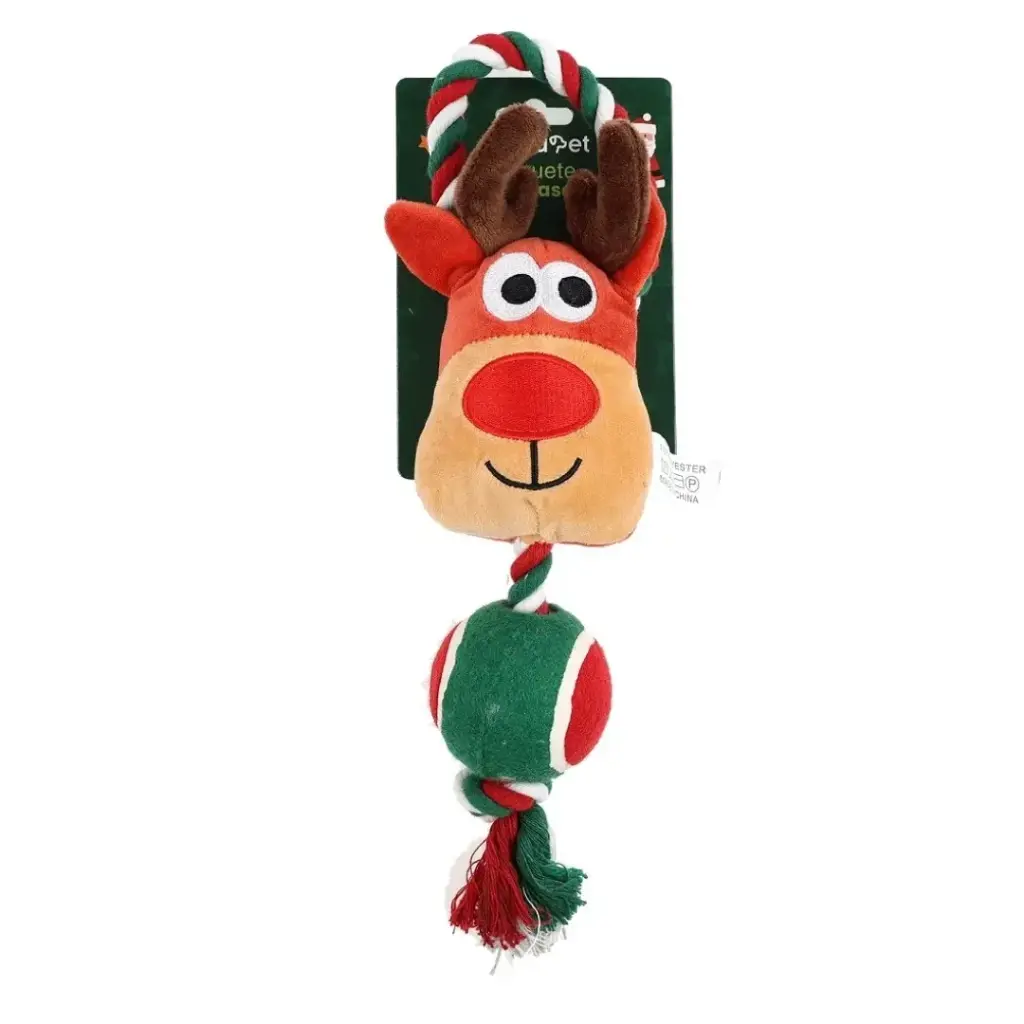 Juguete de peluche navideño reno con pelota
