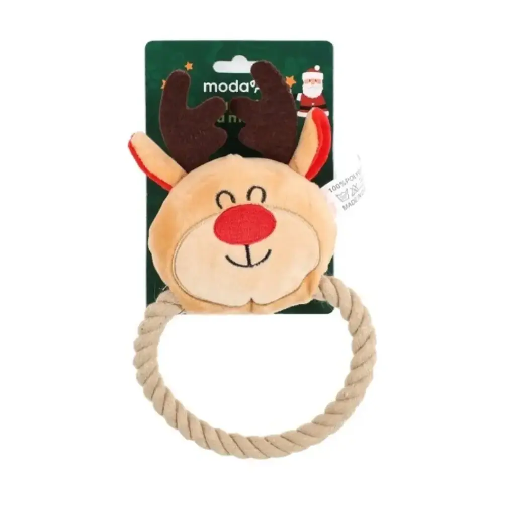 Juguete de peluche navideño reno círculo de soga
