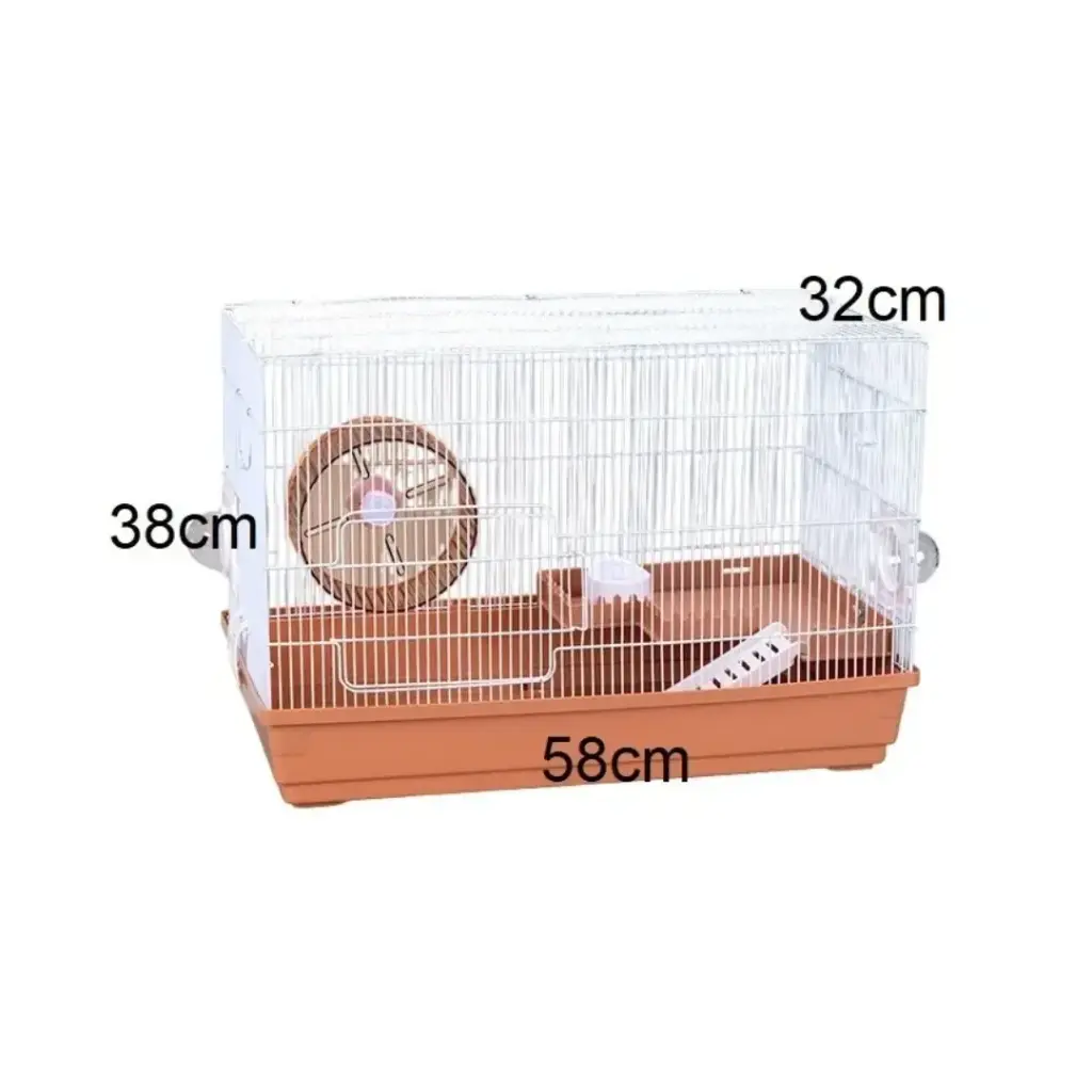 Jaula doble piso para roedores con rueda