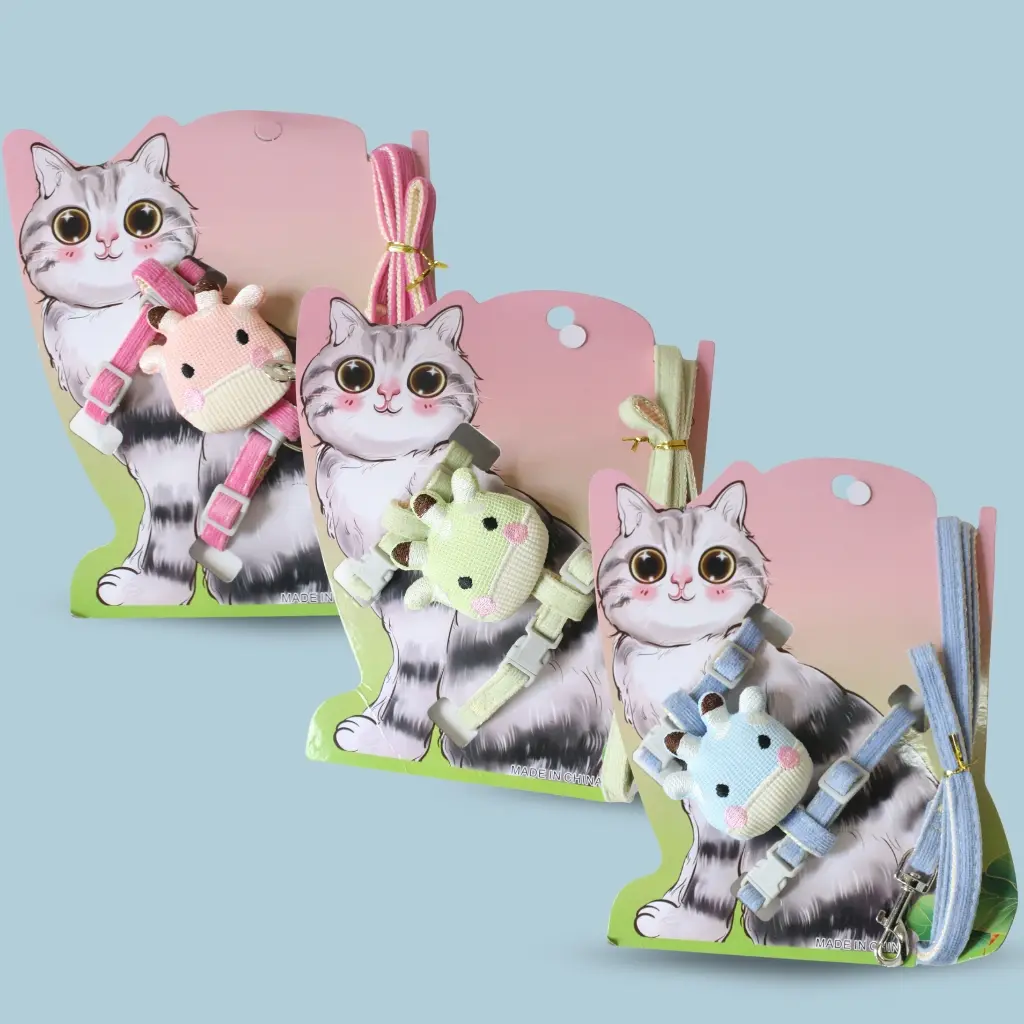 Conjunto arnés y correa para gato vaca