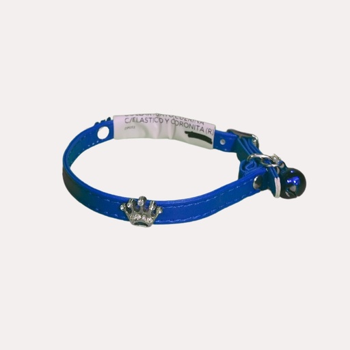 [OP052] Collar para gato cuerina con elástico y coronita