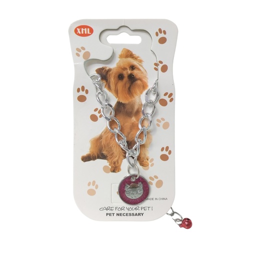 [OP3114] Collar metal con medalla y cascabel