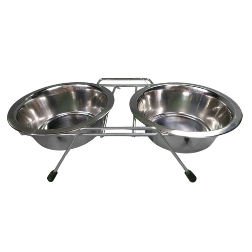 [COID01] Comedero doble acero inoxidable con pie 14cm