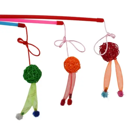 [8672200910582] Cañita para gato con sonajero y pompón