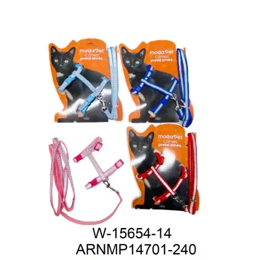 [9501132014701] Conjunto arnés y correa para gato bicolor