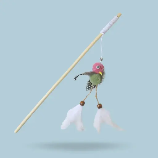 [8672250803117] Cañita para gato con pompón pájaro