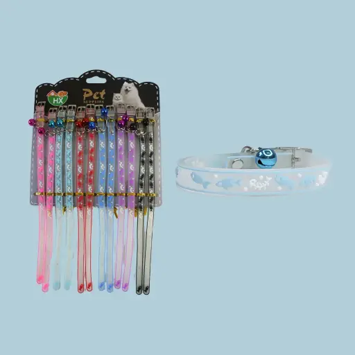 [8672230325325] Collar para gato silicona transparente con peces