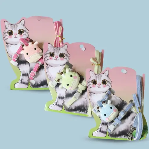 [8666250527104] Conjunto arnés y correa para gato vaca